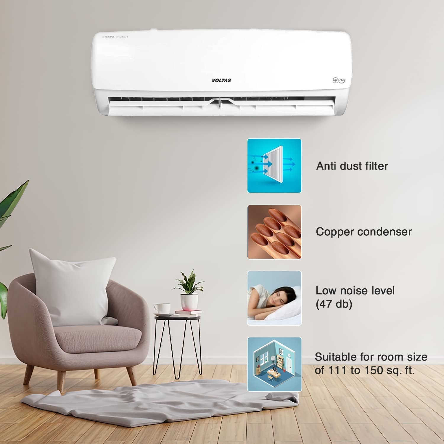 Image of Voltas 2023 Model 2 Ton 3 Star Split Inverter AC