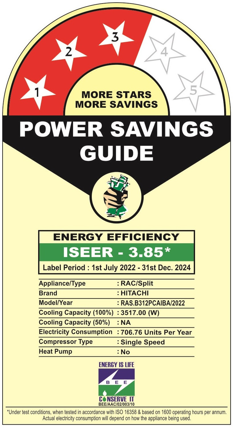 Image of Hitachi 2023 Model 1 Ton 3 Star Split Soft dry Silent Air Ambience Light R 32 AC