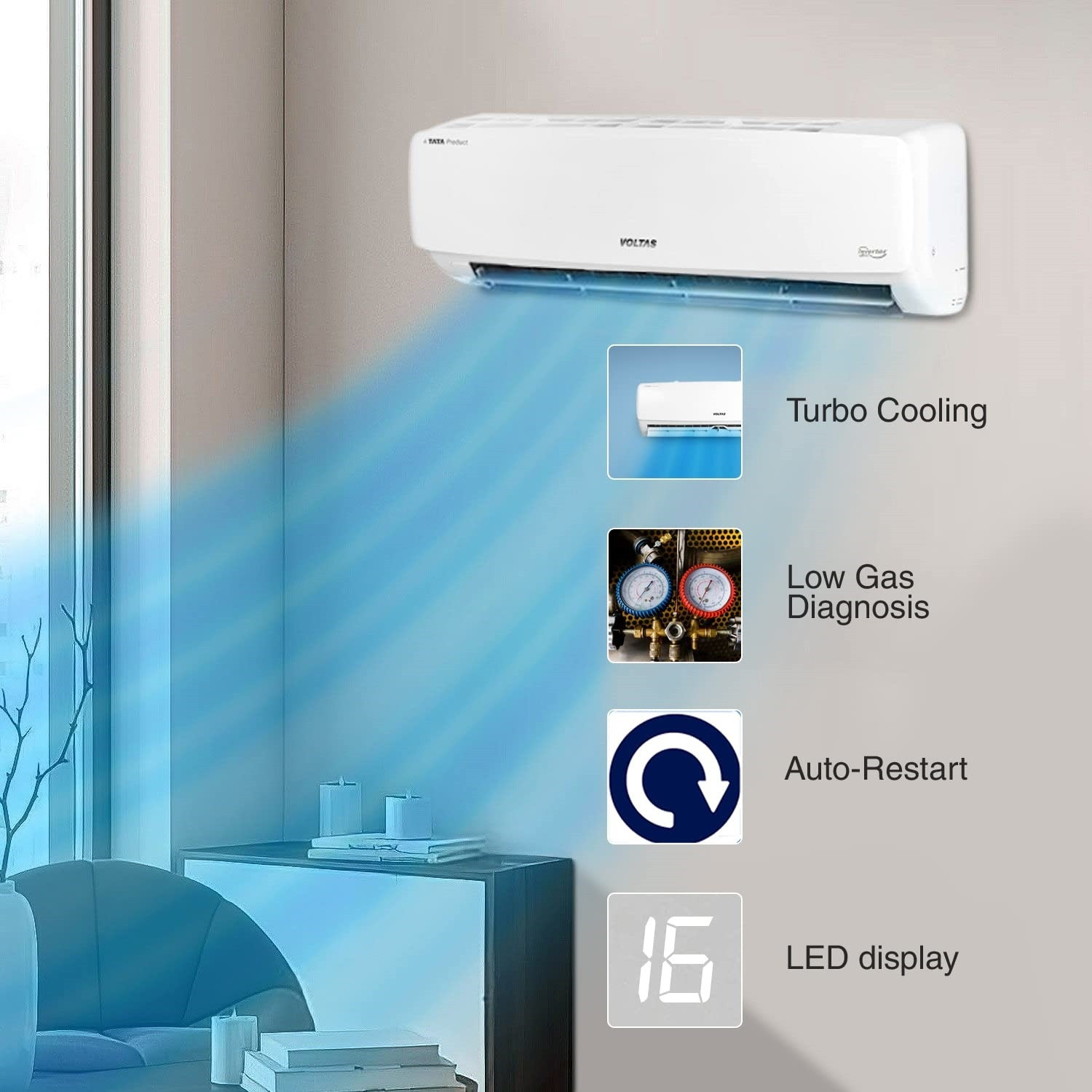 Image of Voltas 2023 Model 2 Ton 3 Star Split Inverter AC