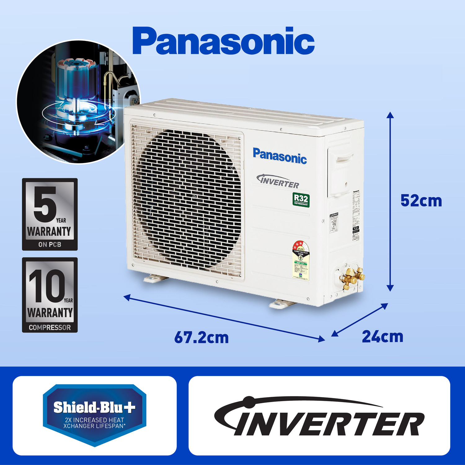 Image of Panasonic 2023 Model 1 Ton 3 Star Split Inverter with Wi-fi with 2 Way Swing, PM 0.1 Air Purification Filter AC
