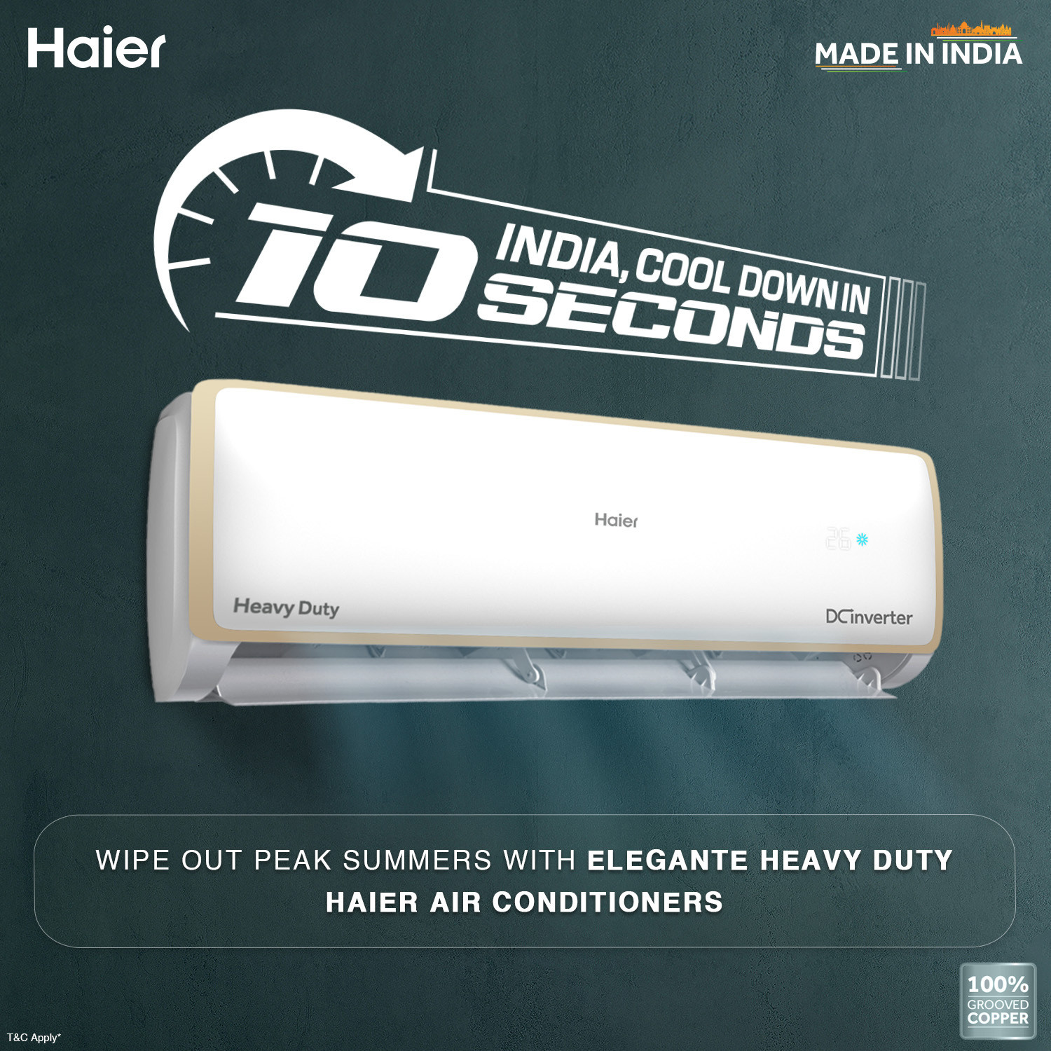 Image of Haier 2023 Model 1 Ton 5 Star Split Inverter Intelli Convertible 7-in-1, Triple Inverter Plus Technology, Cooling at Extreme Temperature AC