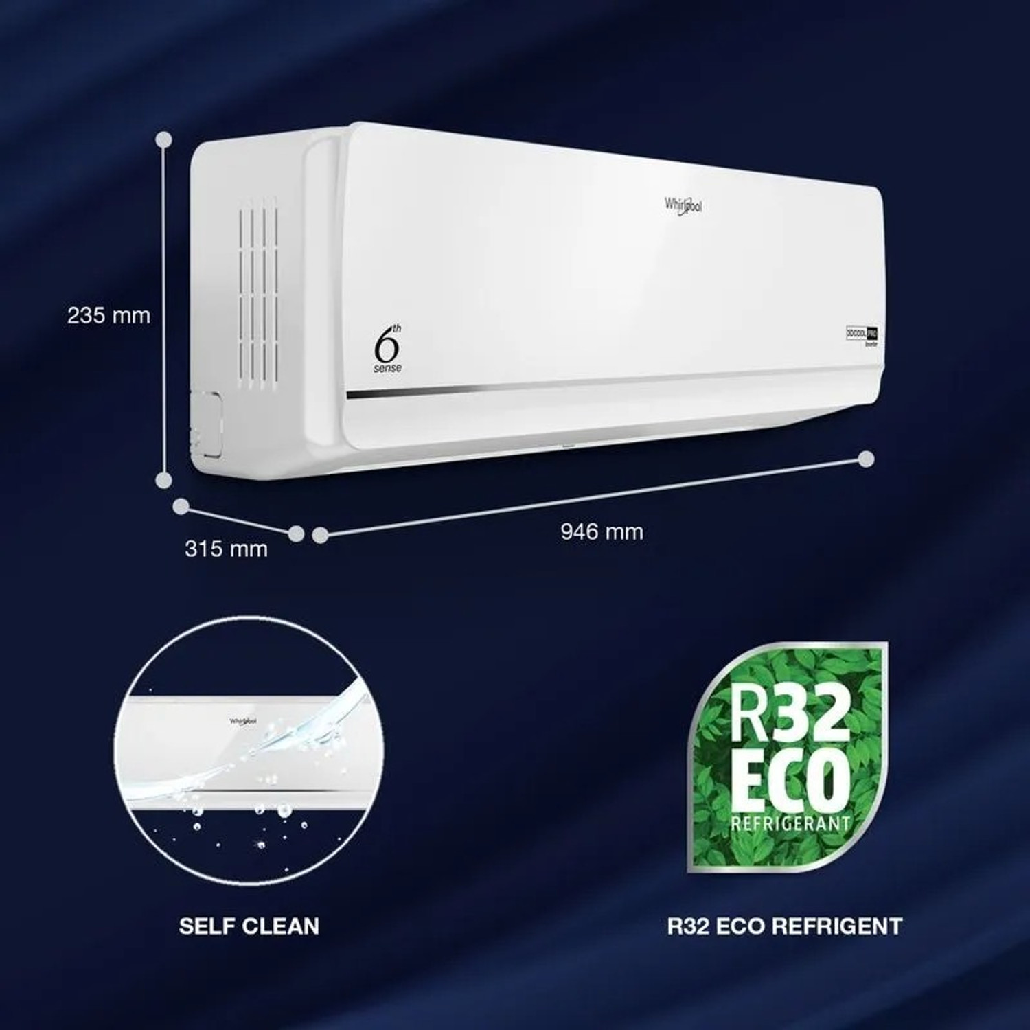 Image of Whirlpool 2026 Model 1.5 Ton 3 Star Split Digital Inverter AC (SAI18P36DPET0, White, GLOSSY)