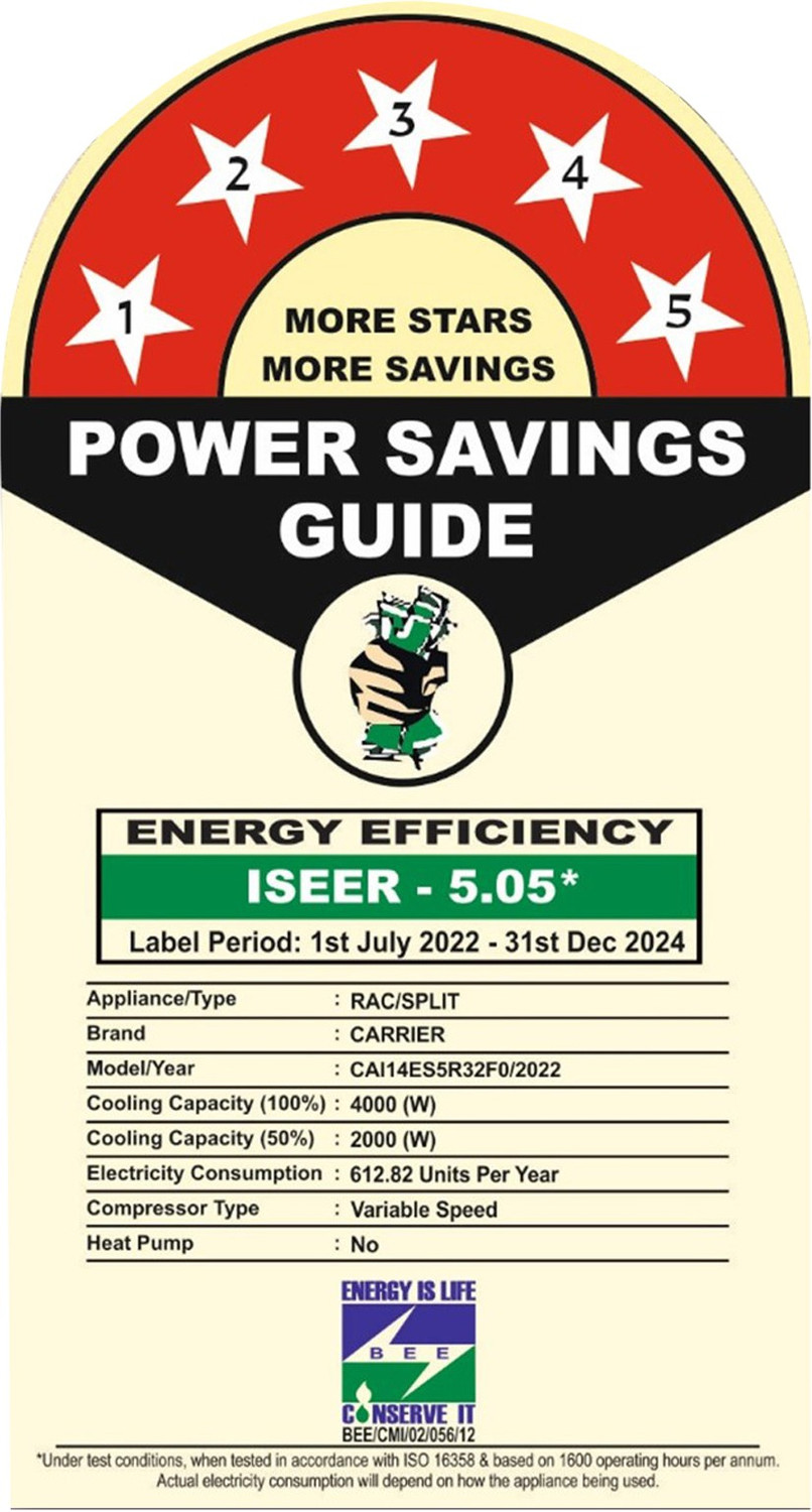 Image of CARRIER 1.2 Ton 5 Star Split Inverter AC - White (14K ESTER DXi INVERTER R32 SPLIT AC CAI14ES5R32F0, Copper Condenser)