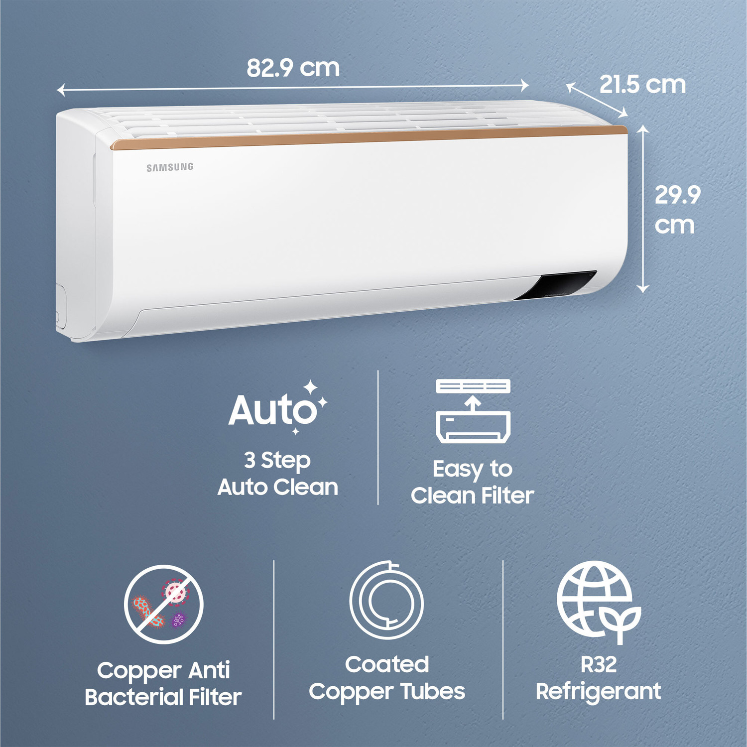 Image of SAMSUNG 2023 Model 1 Ton 5 Star Split Inverter AC - White (AR12CY5ZAGD /AR12CY5ZAGDNNA /AR12CY5ZAGDXNA, Copper Condenser)