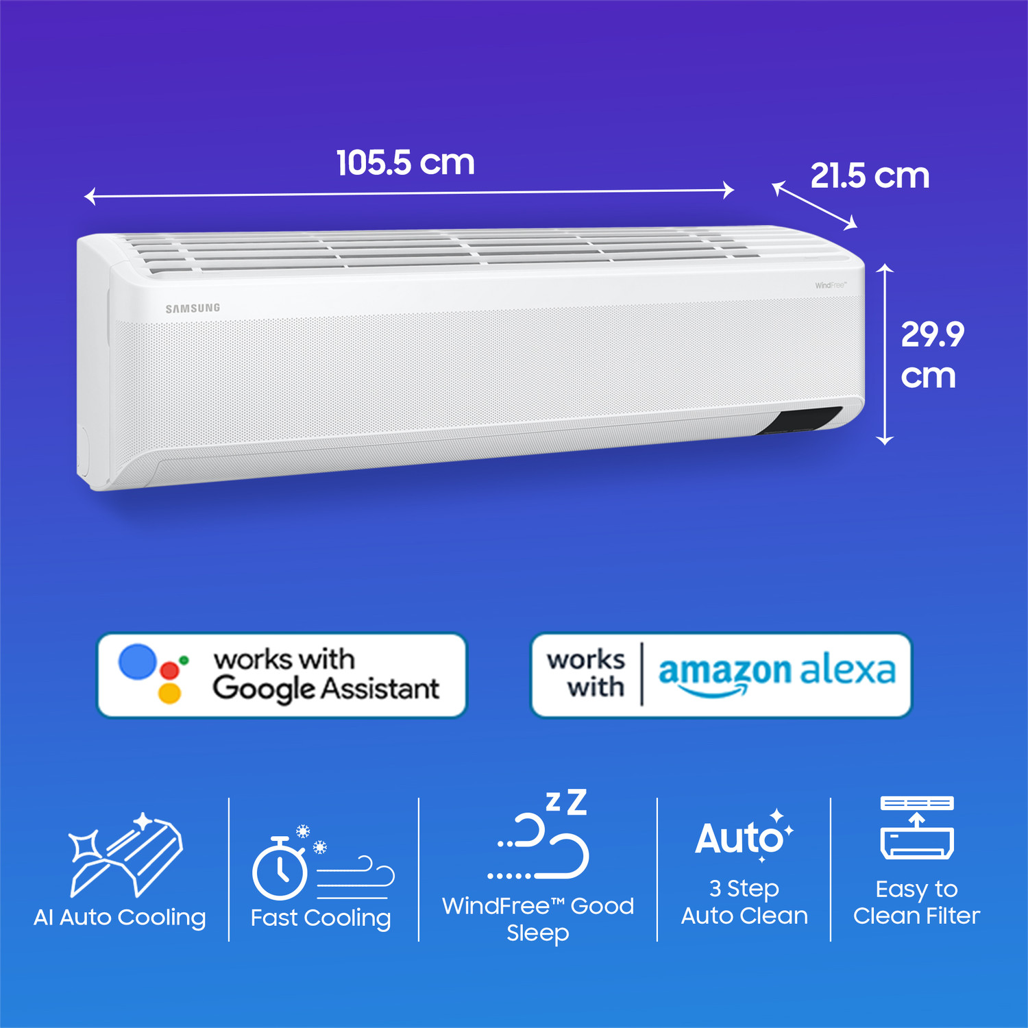 Image of Samsung 2023 Model 1.5 Ton 5 Star Split Inverter with Wi-fi WindFree Technology AC