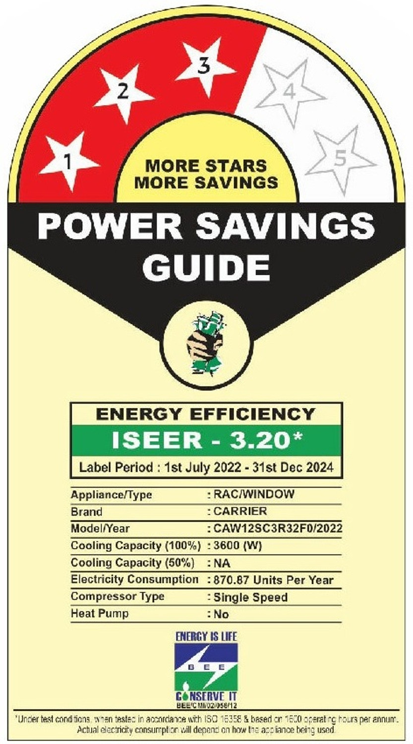 Image of CARRIER 2023 Model 1 Ton 3 Star Window 2 Way Air Directional control with Dust Filter(2023 Model) AC