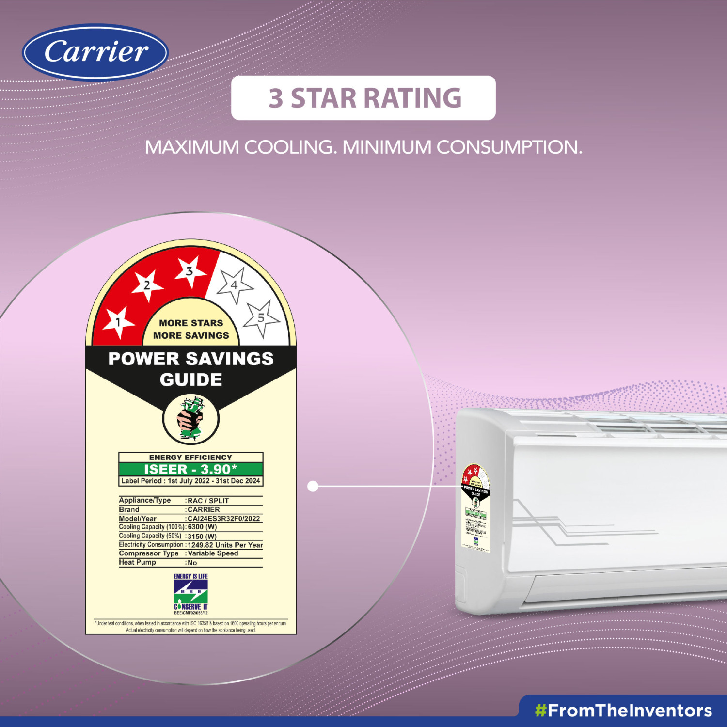 Image of CARRIER 2023 Model 2 Ton 3 Star Split AI Flexicool Inverter Dual Filtration with HD & PM 2.5 Filter AC