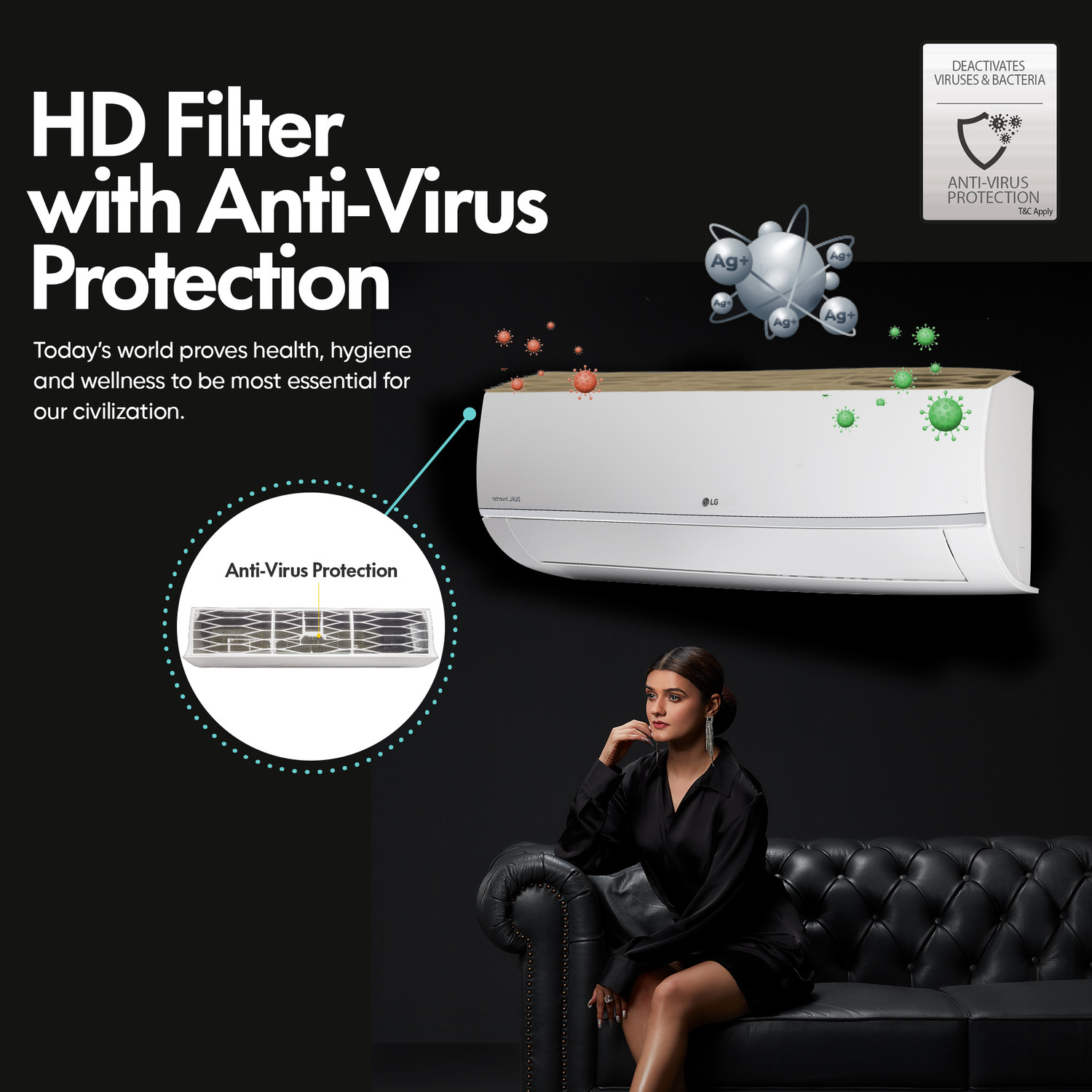 Image of LG 2023 Model 1.5 Ton 5 Star Split Inverter AI Convertible 6-in-1 Cooling , HD Filter with Anti-Virus Protection AC