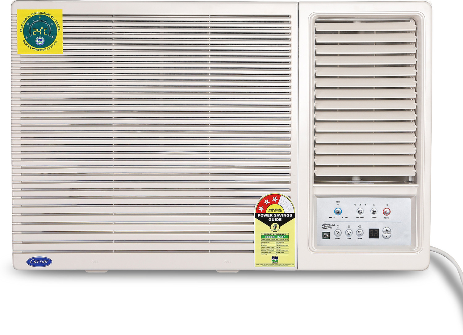 Image of CARRIER 2025 Model 1.5 Ton 3 Star Window Inverter AC (CIW18EC3R35F0, White)