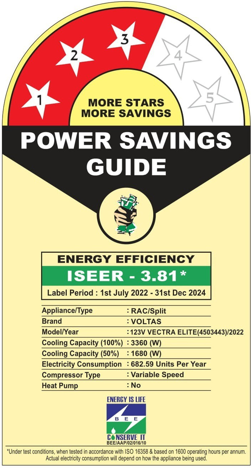 Image of Voltas 2024 Model 1 Ton 3 Star Split Inverter AC