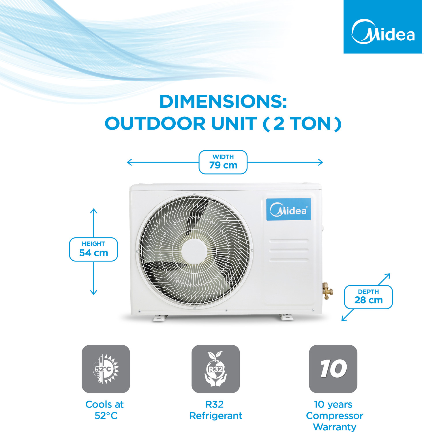 Image of Midea 2023 Model 2 Ton 3 Star Split Inverter HD Filter with 2 Way Air Directional Control, Auto Cleanser, Intelligent CRF Alert AC - White (MAI24SD3R32F0, Copper Condenser)