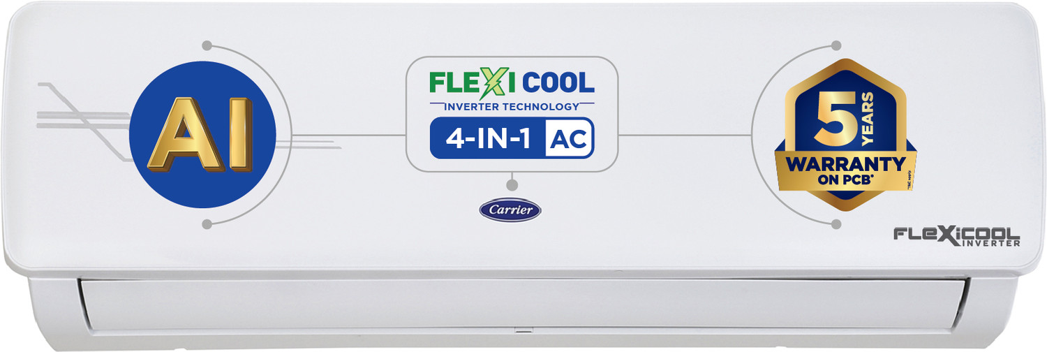 Image of CARRIER 2023 Model 1 Ton 3 Star Split AI Flexicool Inverter Dual Filtration with HD & PM 2.5 Filter AC