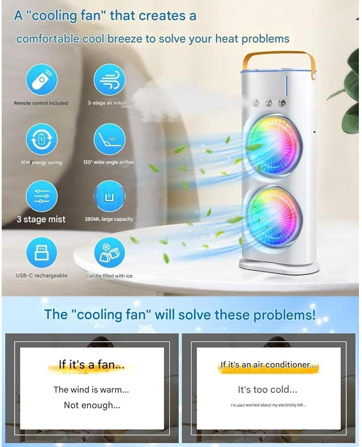 Image of Chenna 40 L Room /Personal Air Cooler (Multicolor, Double Ended Fan SPSP-71)