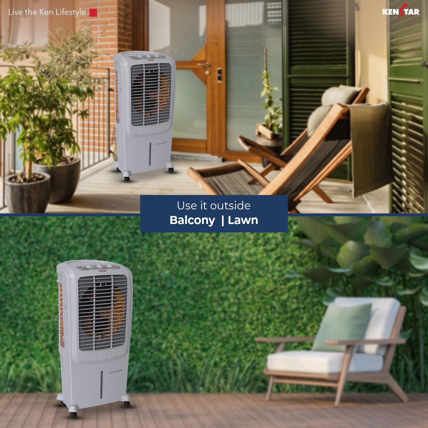 Image of Kenstar 90 L Desert Air Cooler Honeycomb Pads, Anti-Bacterial Protection, Inverter Compatible