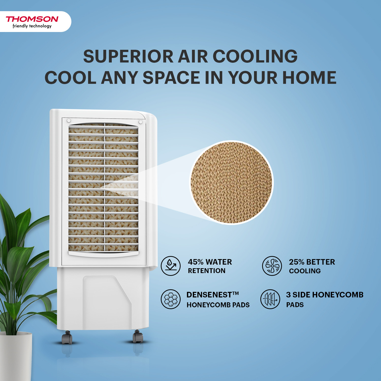 Image of Thomson 85 L Desert Air Cooler with Smart Cool Technology and Honeycomb Cooling Pads
