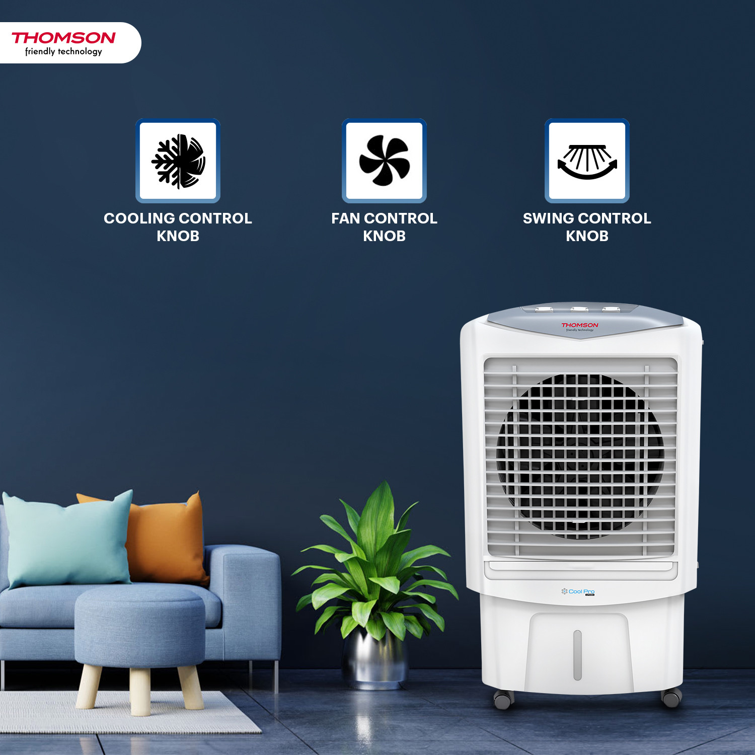 Image of Thomson 85 L Desert Air Cooler with Smart Cool Technology and Honeycomb Cooling Pads