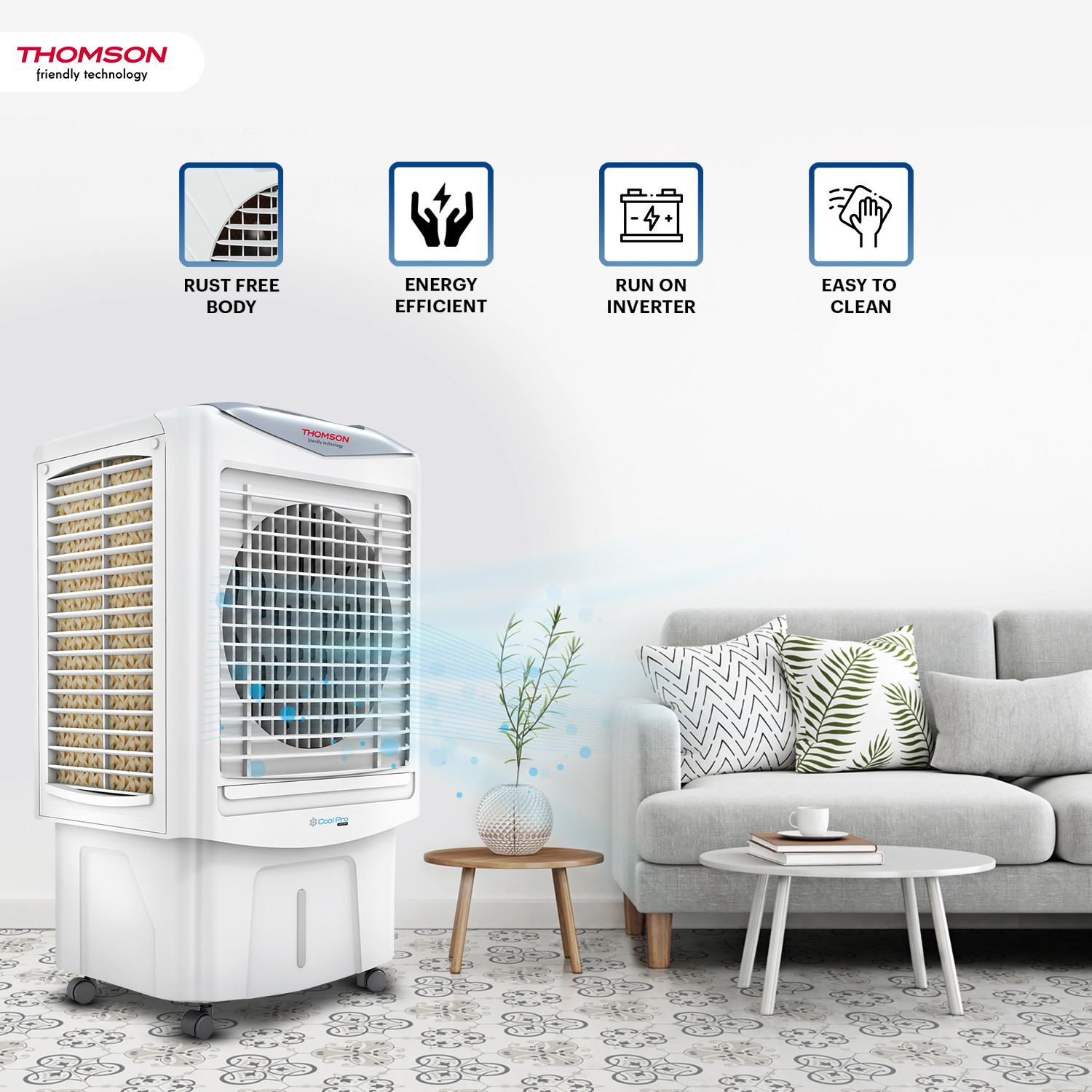 Image of Thomson 85 L Desert Air Cooler with Smart Cool Technology and Honeycomb Cooling Pads