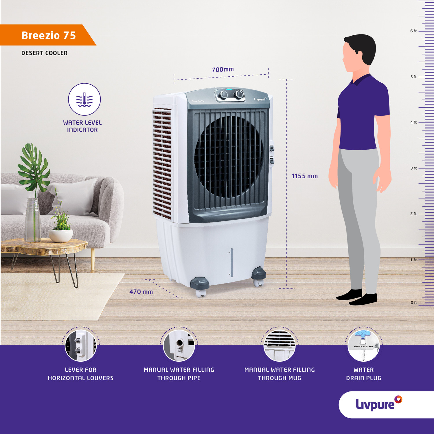 Image of LIVPURE 75 L Desert Air Cooler