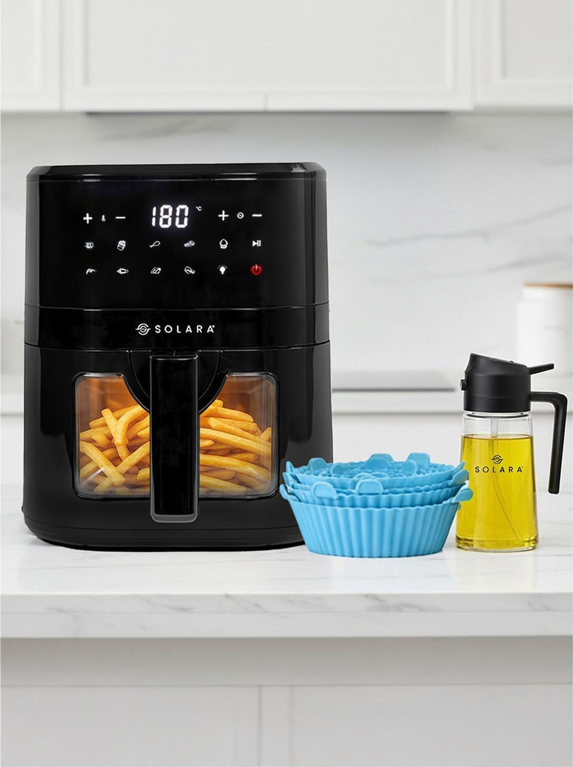 Air Fryer 4.5L with 500ml 2-in-1 Glass Oil Sprayer, Set of 6 Silicone 