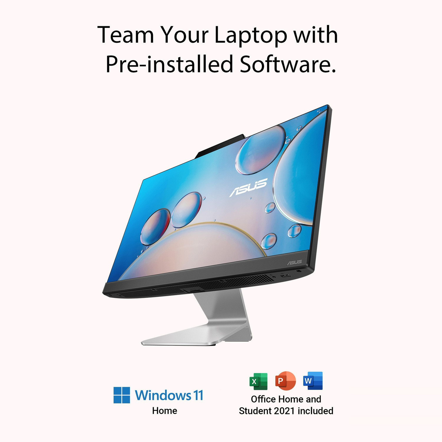 Image of ASUS AiO A3 Series All in One Desktop, Intel 12th Gen Core i3 (8 GB DDR4 /512 GB SSD /Windows 11 Home /21.45 Inch Screen /A3202WBAK-BA023WS|A3202WBAK-BA004WS) with MS Office