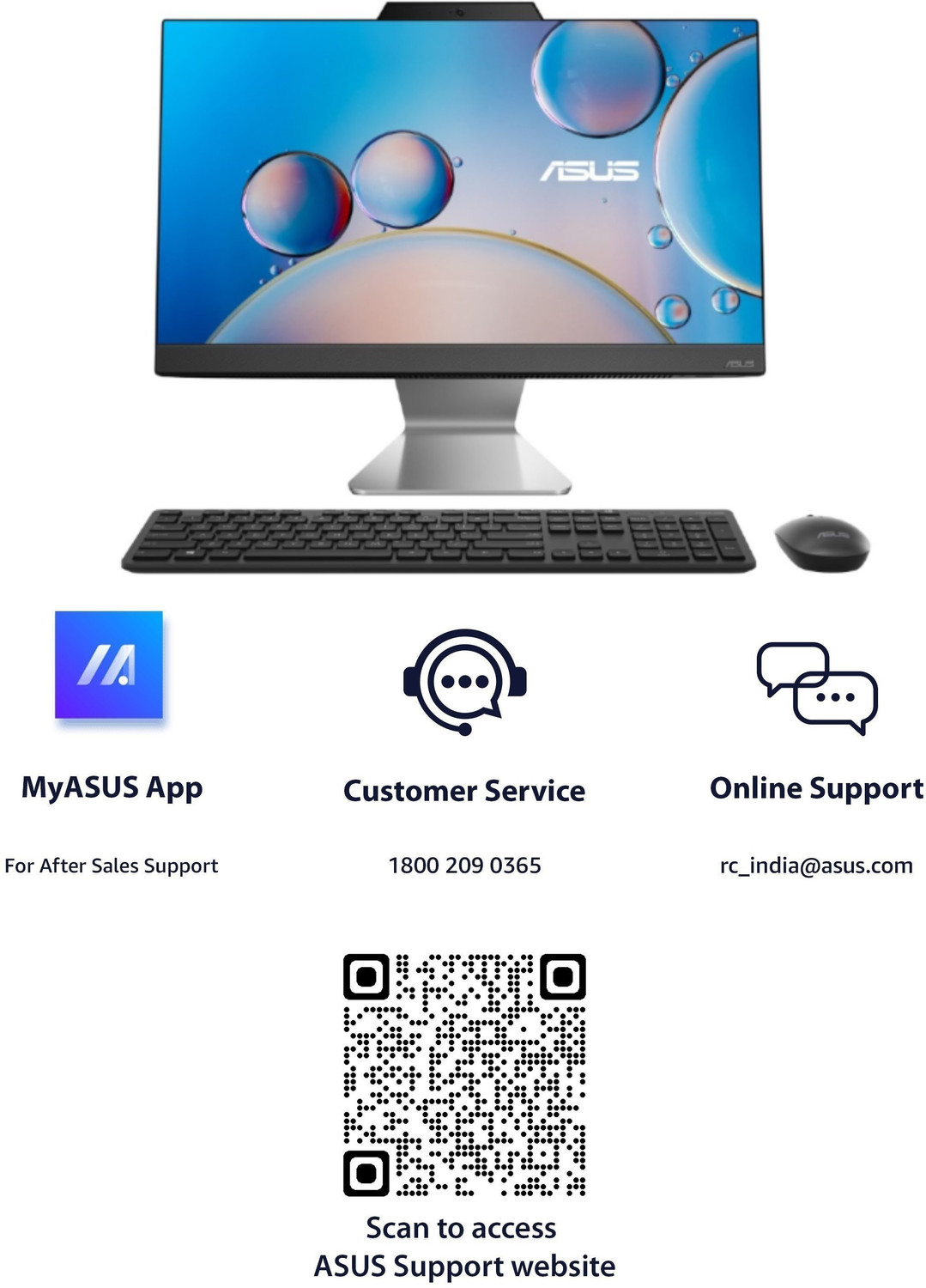 Image of ASUS AiO A3 Series All in One Desktop, Intel 12th Gen Core i3 (8 GB DDR4 /512 GB SSD /Windows 11 Home /21.45 Inch Screen /A3202WBAK-BA023WS|A3202WBAK-BA004WS) with MS Office