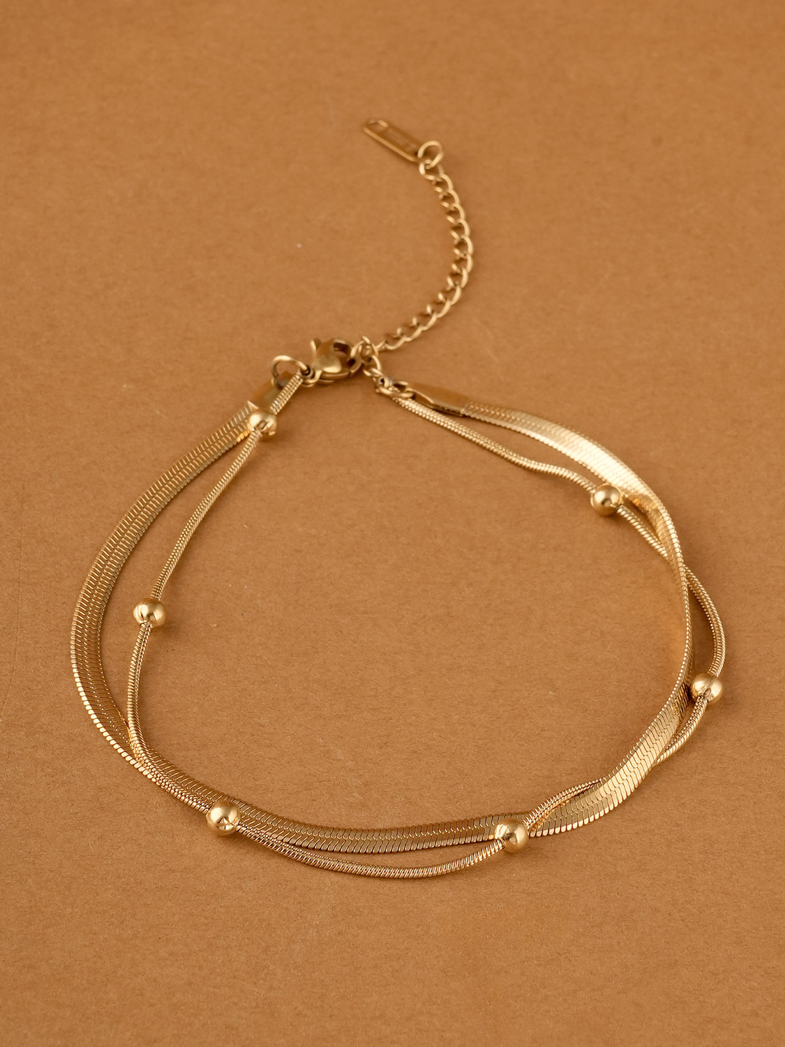 Palmonas Tiny Bead Layered Anklet For Womens - Waterproof & Anti-tarnish Stainless Steel Anklet