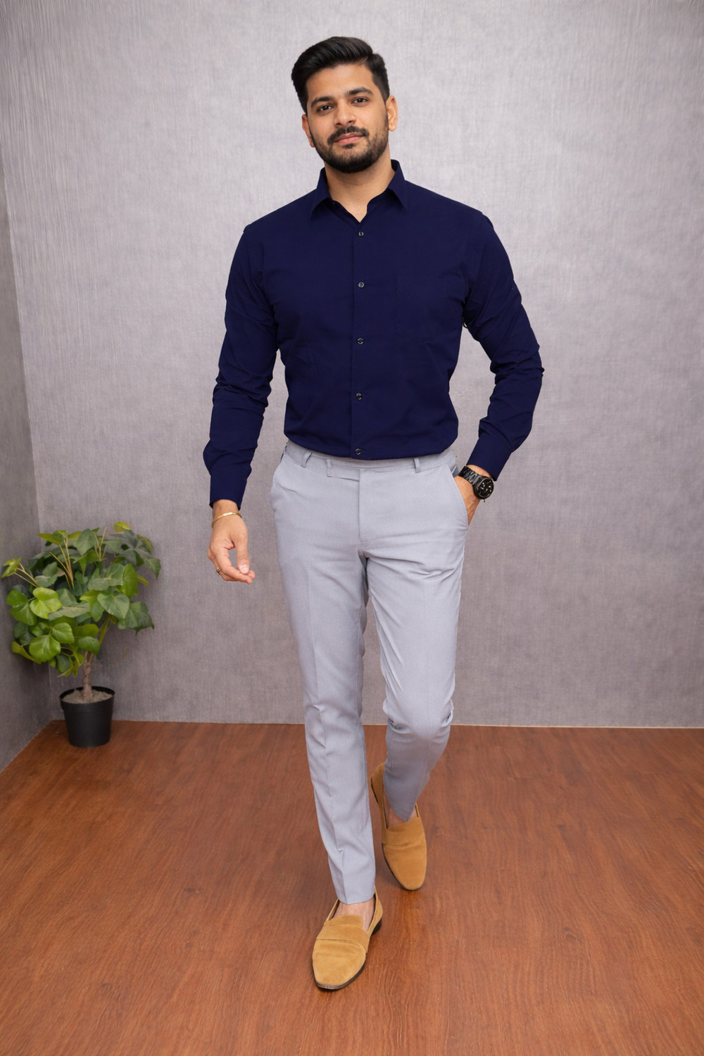 Image of VUONFAB Men Cotton Blend Shirt Pant Set
