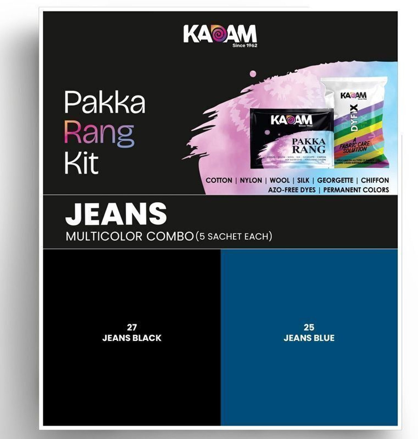 KADAM 5 Jeans, 2 Shades Multicolor Fabric Dyes