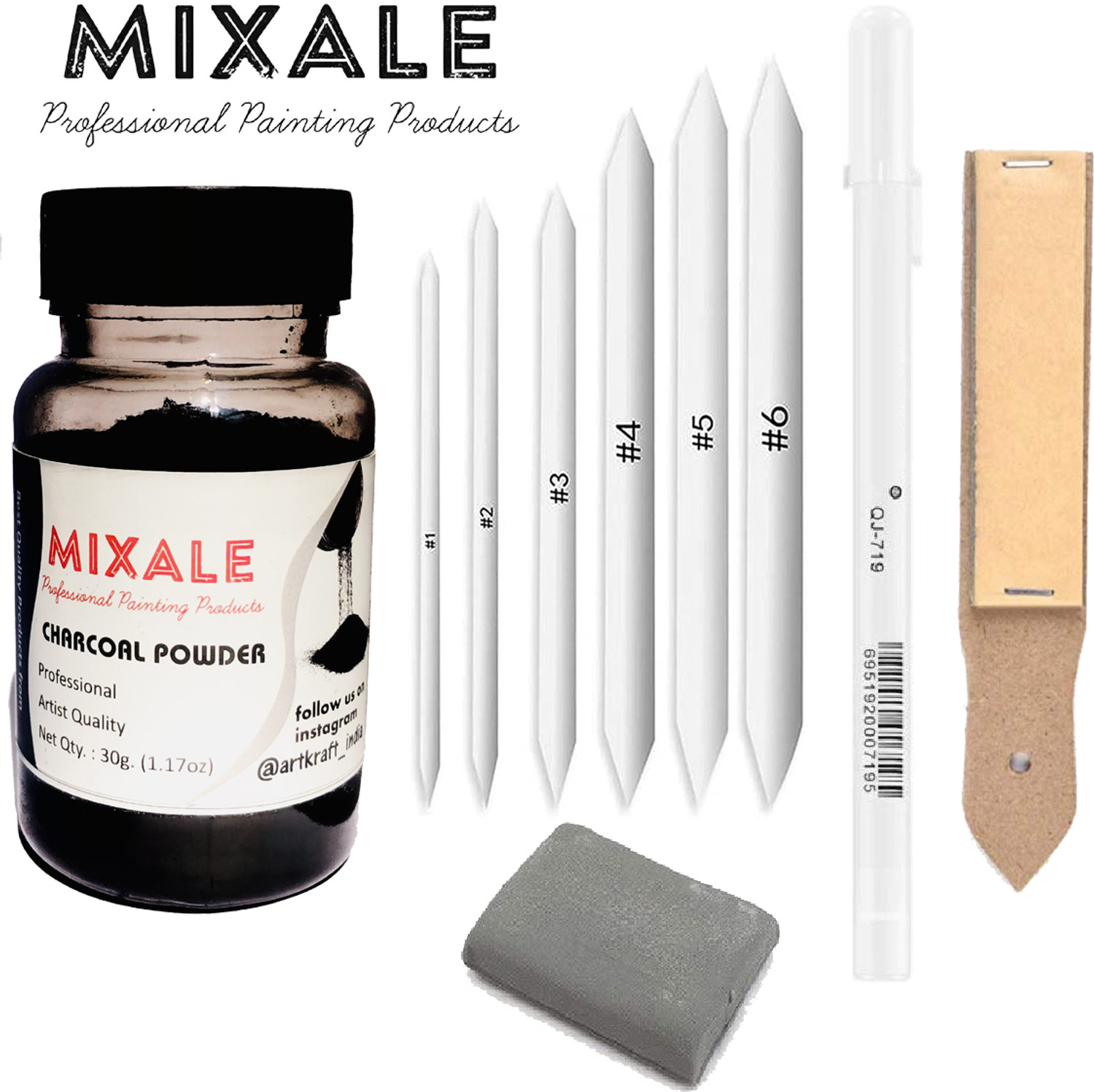 Image of mixale Drawing Charcoal Pencil N Charcoal Powder & Pencil Extender A36 Combo Art Set