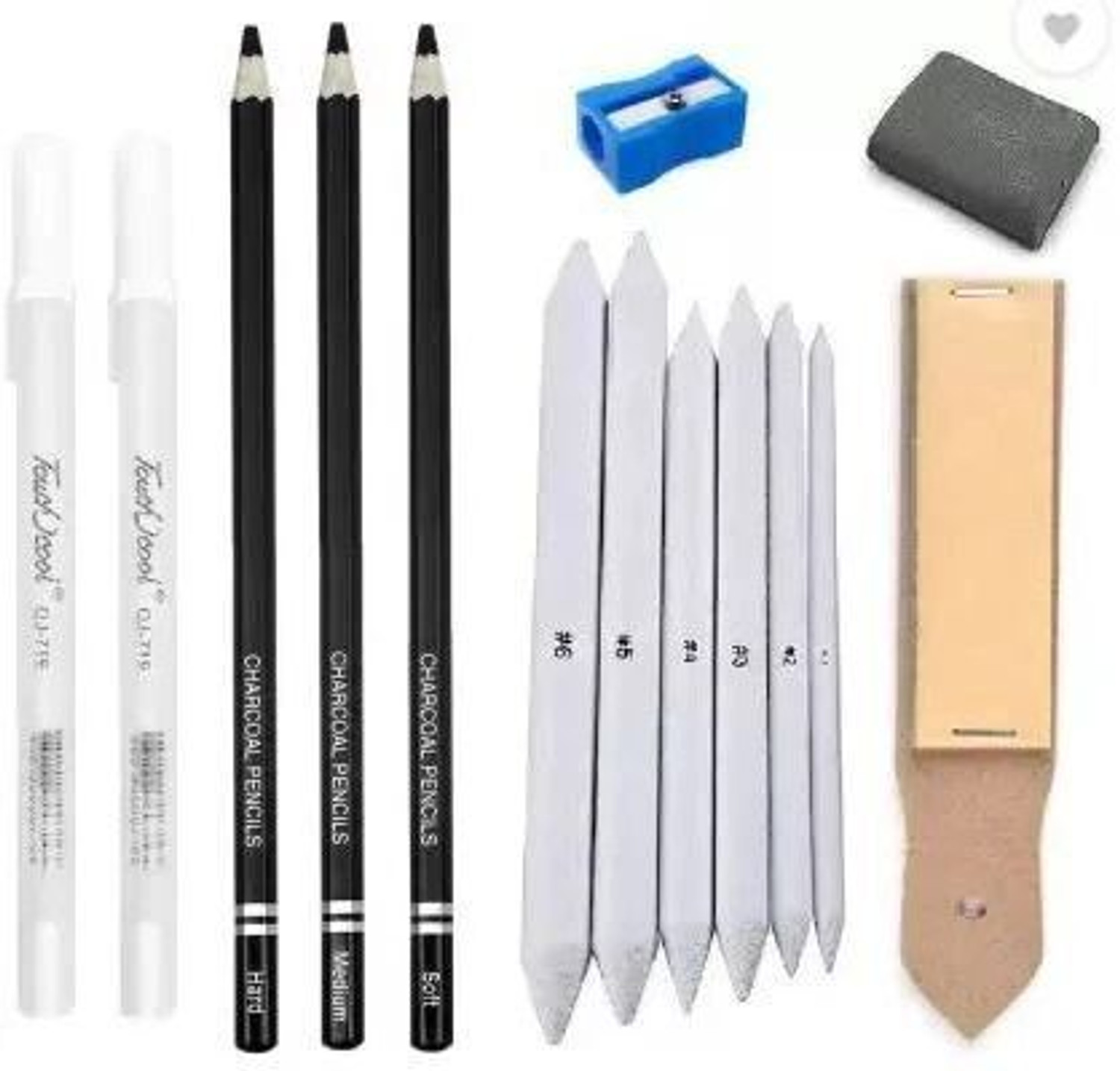 Image of mixale Drawing Charcoal Pencil N Charcoal Powder & Pencil Extender A36 Combo Art Set