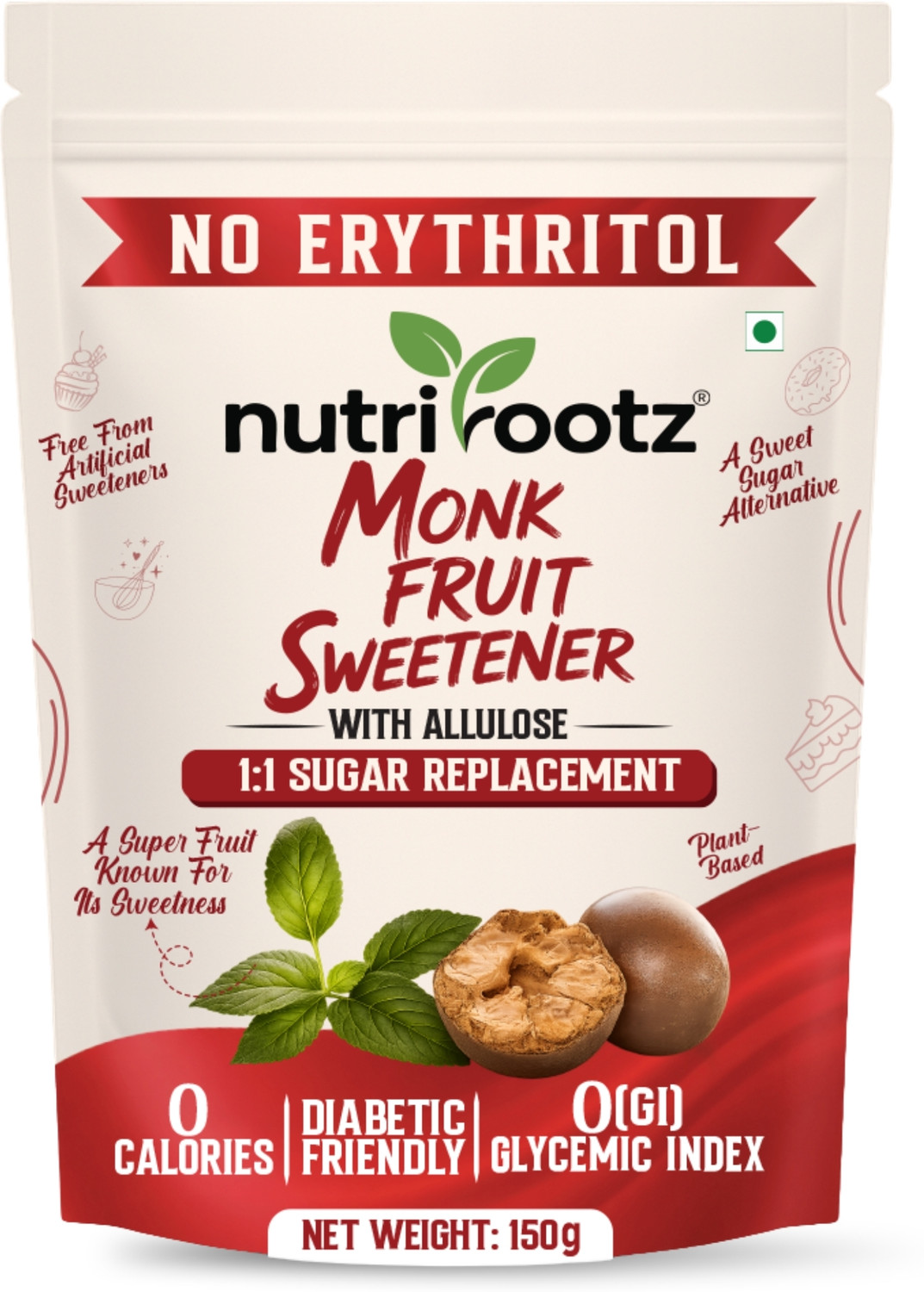 Image of Homeda Monk Fruit Sweetener Organic with Erythritol Powder 1:1 Sugar Sweetner Diabetes Sweetener (360 g)