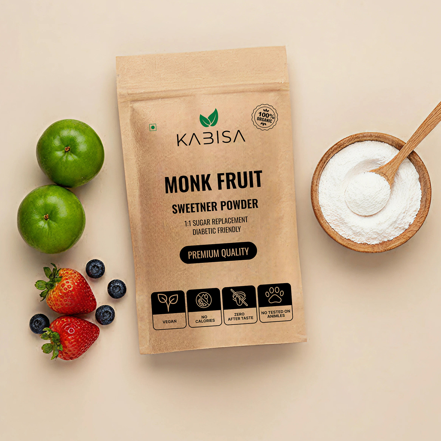 Image of Homeda Monk Fruit Sweetener Organic with Erythritol Powder 1:1 Sugar Sweetner Diabetes Sweetener (360 g)