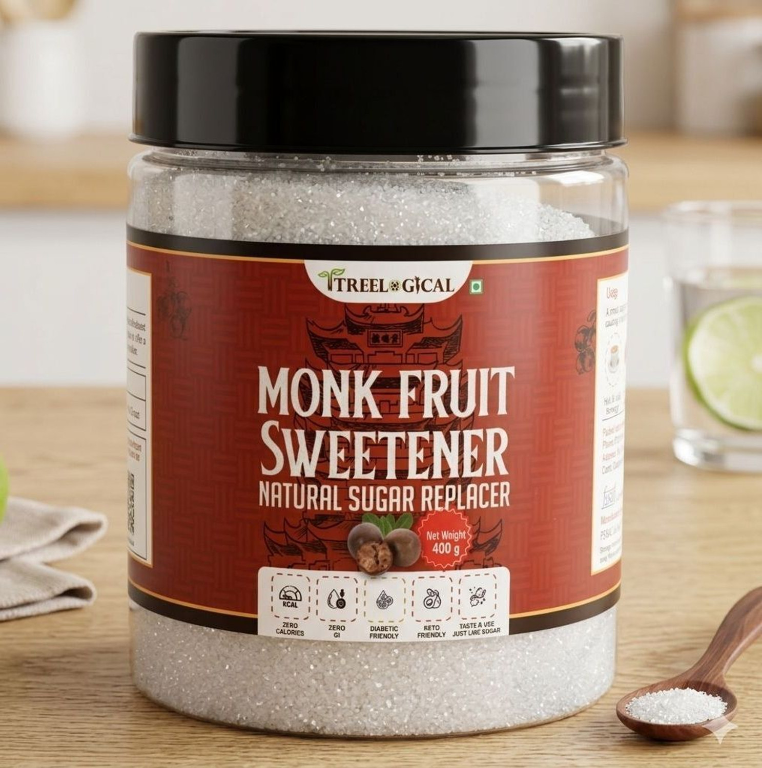 Image of Homeda Monk Fruit Sweetener Organic with Erythritol Powder 1:1 Sugar Sweetner Diabetes Sweetener (360 g)