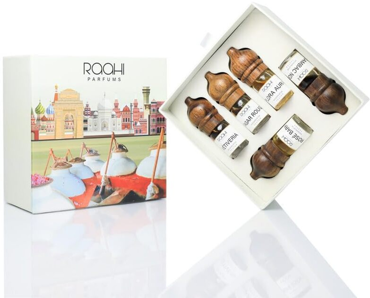 Image of Raahi Parfums Beautiful Handcrafted Attars from Kannauj (Pack Of 5, 10ML) Floral Attar (Natural)