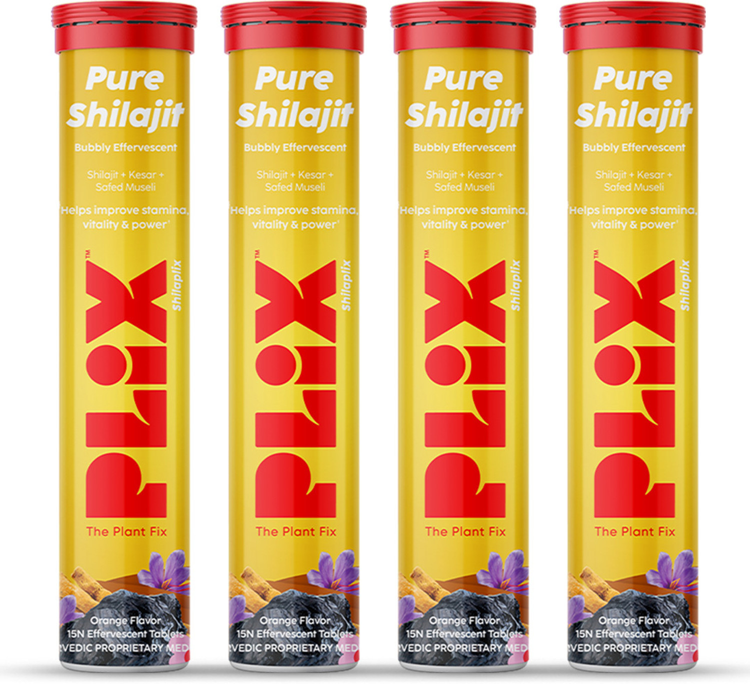 The Plant Fix Plix 500mg Shilajit Effervescent With Saffron & Safed Museli Orange Flavored