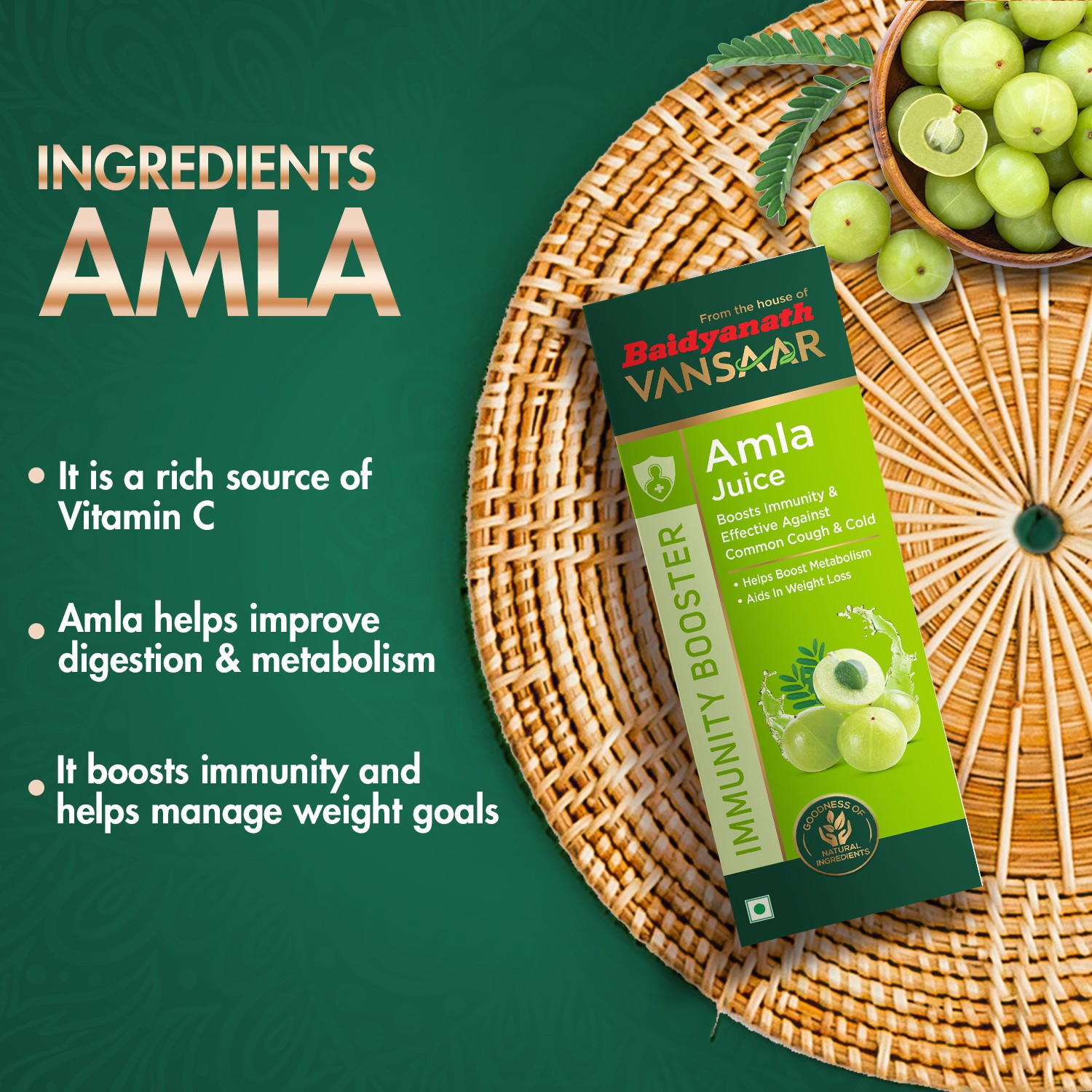 Image of Baidyanath Amla juice 1L | For healthy skin & hair growth | 100% Cold Pressed
