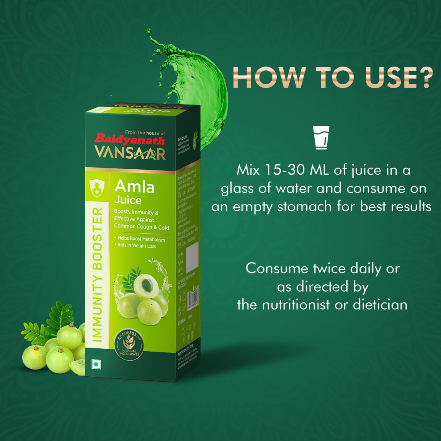 Image of Baidyanath Amla juice 1L | For healthy skin & hair growth | 100% Cold Pressed