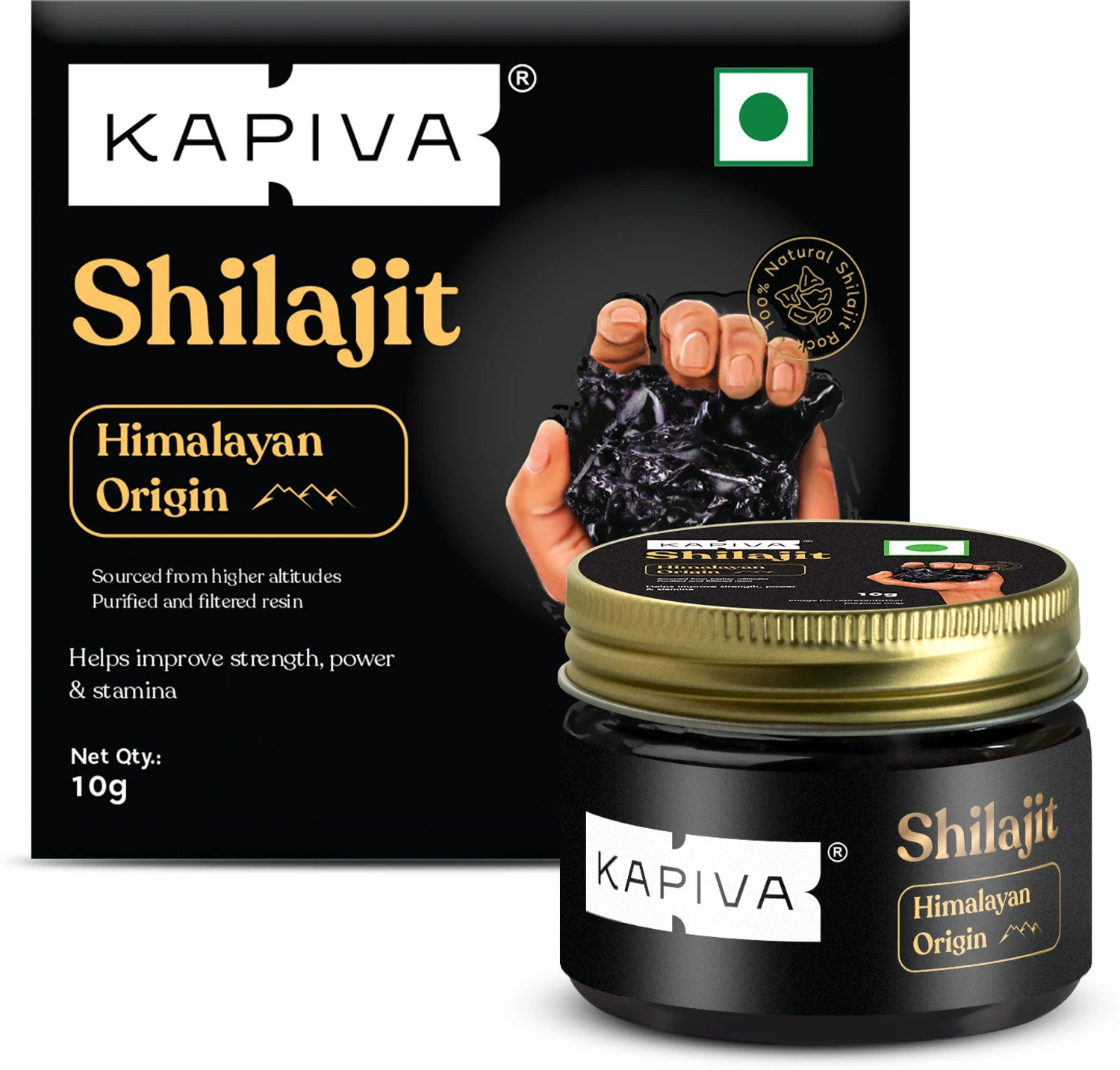 Kapiva Himalayan Shilajit Resin 10g – Boost Strength & Stamina