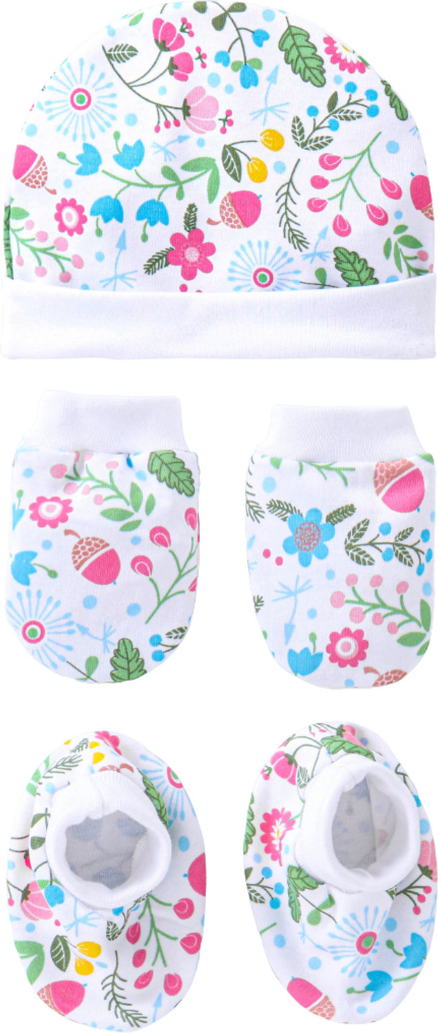 Image of HIKIPO Presents New Born Baby Cap and Mittens Booties Combo Set for baby Gift set