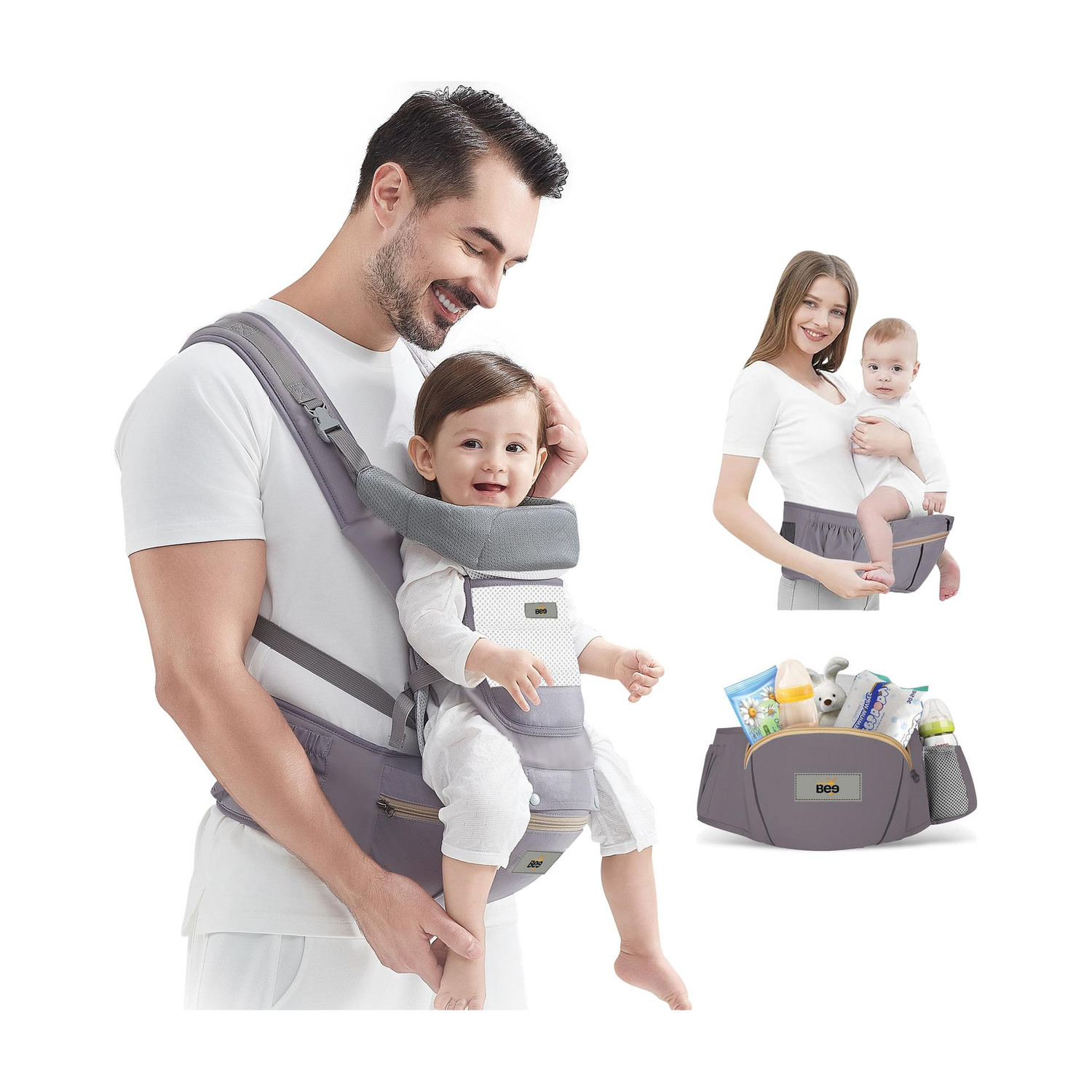 Golden Bee Baby carrier with Hip seat ,Multi carry Position,Ergonomic 