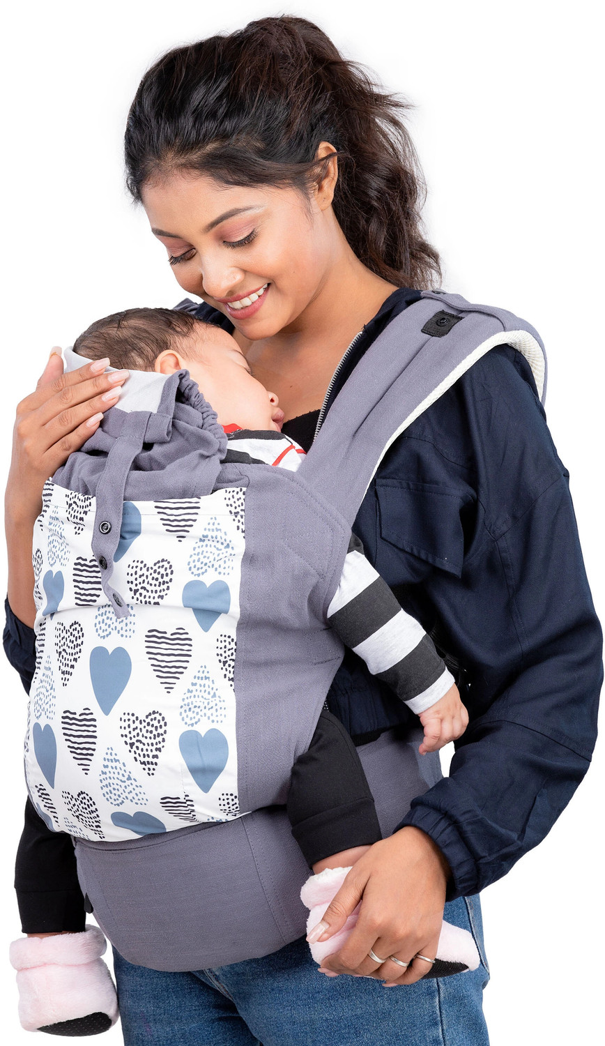 LuvLap Adore Baby Carrier  (Grey, Front Carry facing in)
