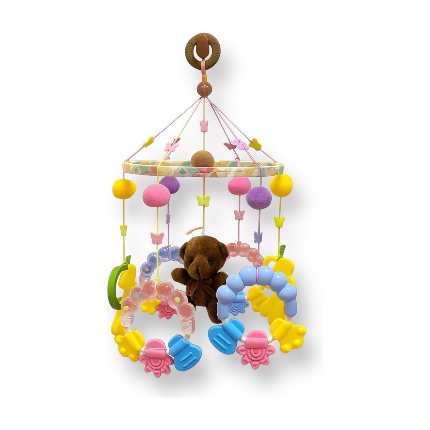Image of SnugglePuff Bunny Rattle Soft Toy for Babies with Squeeze Handle for Squeaky Sound Rattle (Pink)