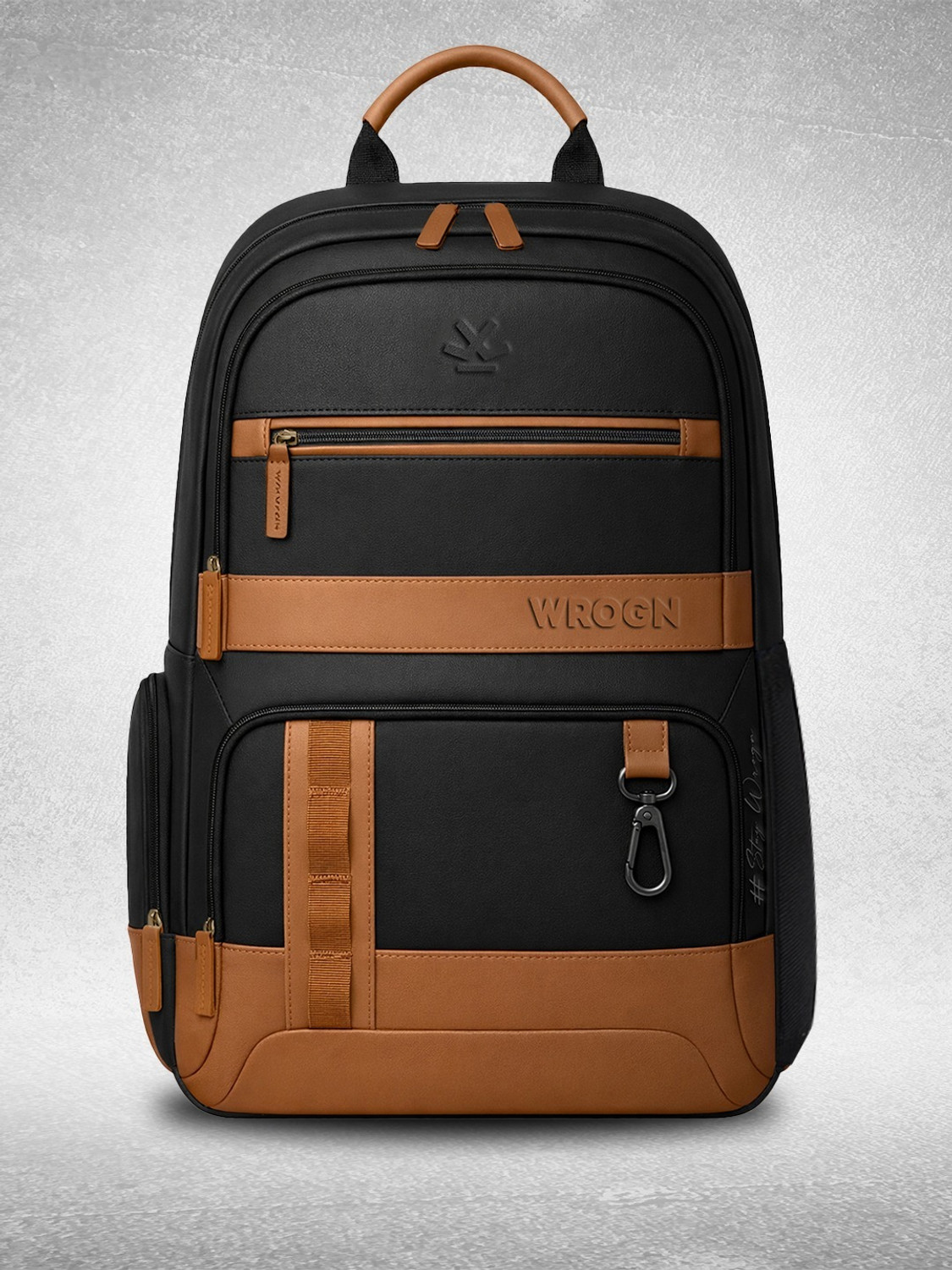 Image of WROGN Large 36 L Laptop Backpack Vintage Faux Leather Pu Waterproof Unisex Office /College /Business /School /bags (Tan)