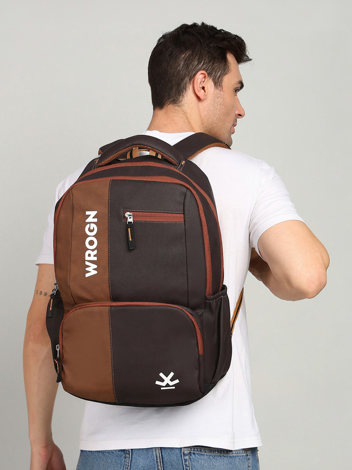 Image of WROGN Large 36 L Laptop Backpack Vintage Faux Leather Pu Waterproof Unisex Office /College /Business /School /bags (Tan)
