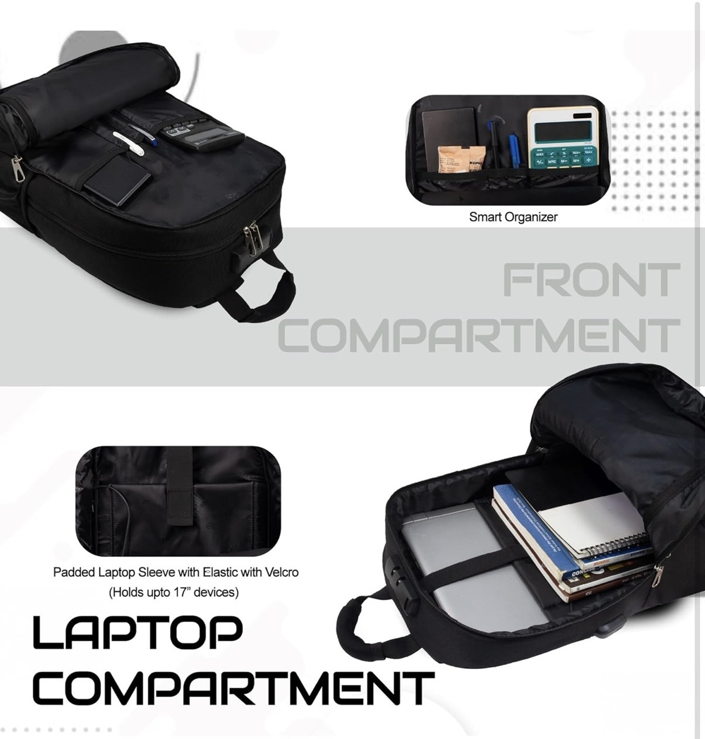 Image of MRSAYON Large 50 L Laptop Backpack for Men & Women with Anti Theft Number Lock & USB Charging Bag for Office Travel (Black)