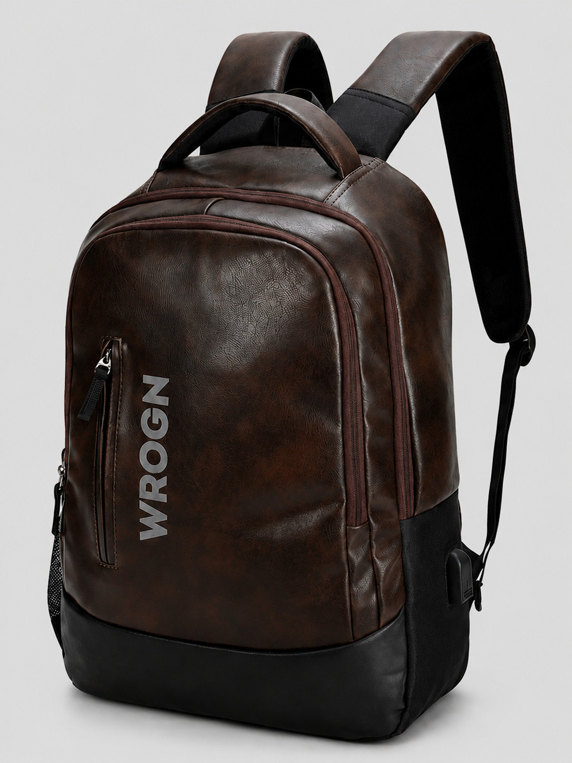 Image of WROGN Large 36 L Laptop Backpack Vintage Faux Leather Pu Waterproof Unisex Office /College /Business /School /bags (Tan)