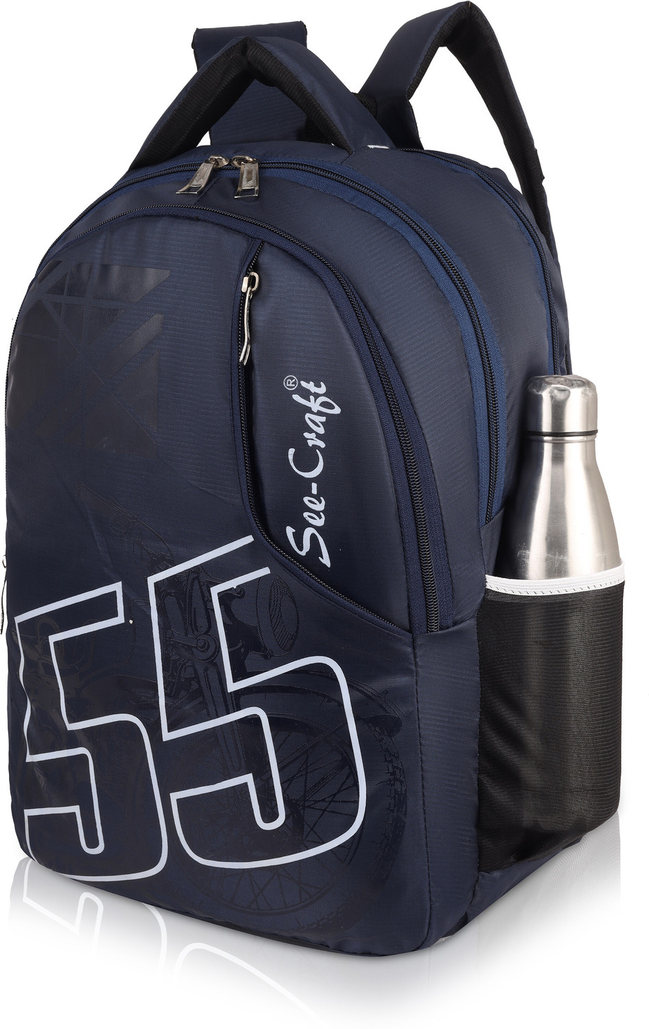 Image of SEE-CRAFT Large 33 L Laptop Backpack 55 inch Graphic Navy Blue Backpack for School /College /Travel (Blue)