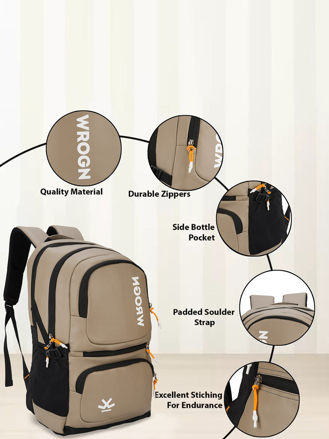 Image of WROGN Unisex Bag with rain cover Office /School /College /BusinessC-36L 36 L Laptop Backpack