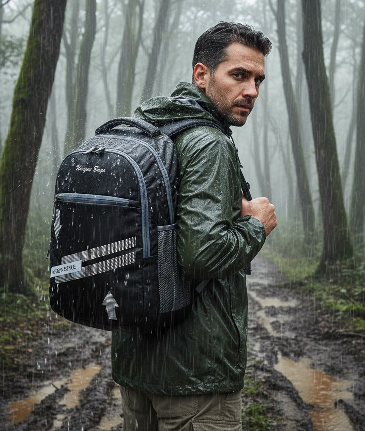 Image of HINEX backpack men and women backpack for school bag Waterproof Backpack (Black, 35 L)