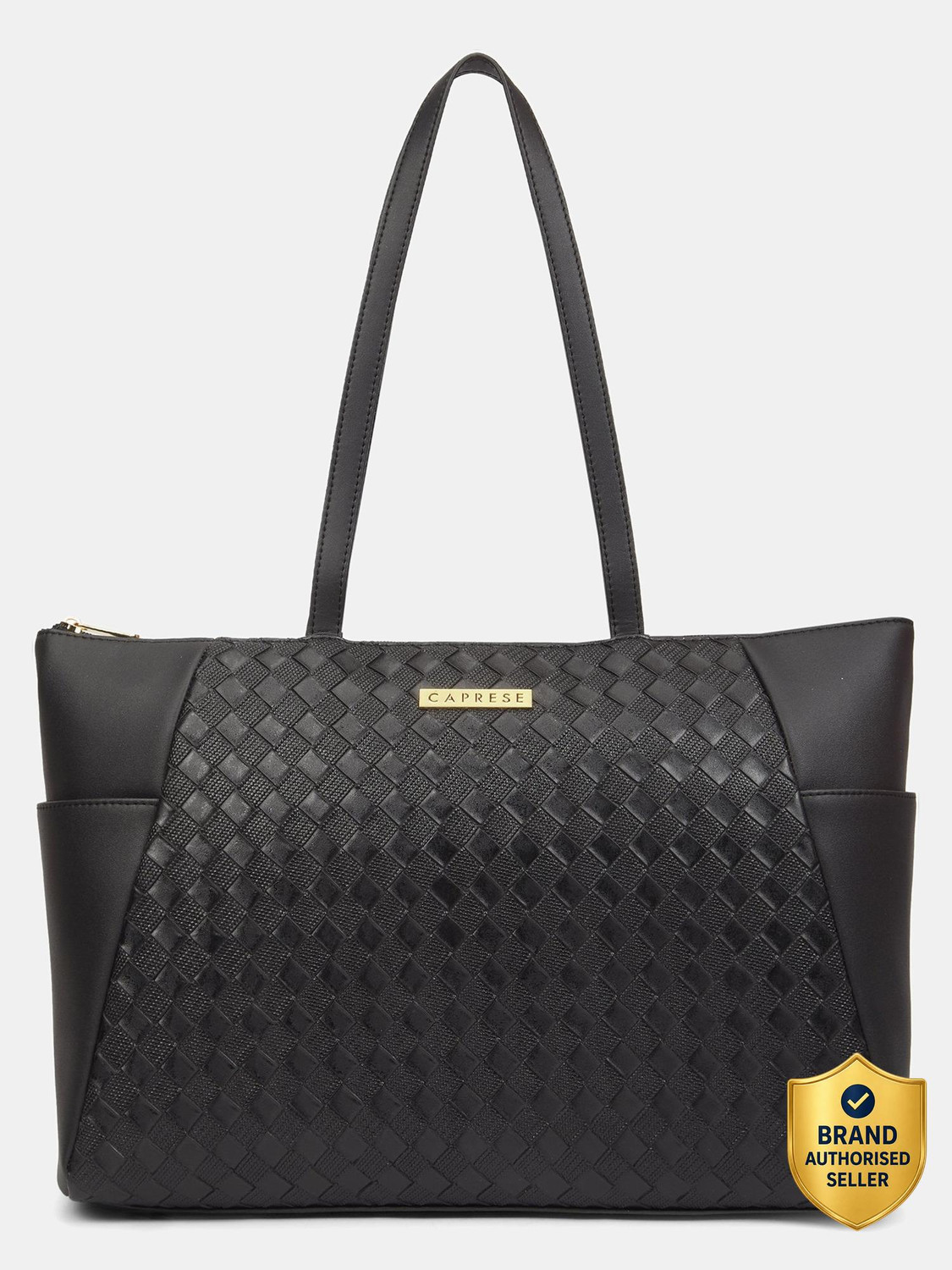 Caprese Patricia Laptop Compatible Tote Large Black Bag for Women Lapt